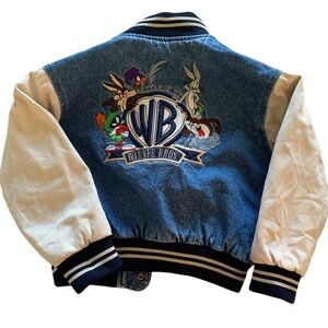 Vintage Warner Bros Blue and White Cartoon Embroidered Jacket